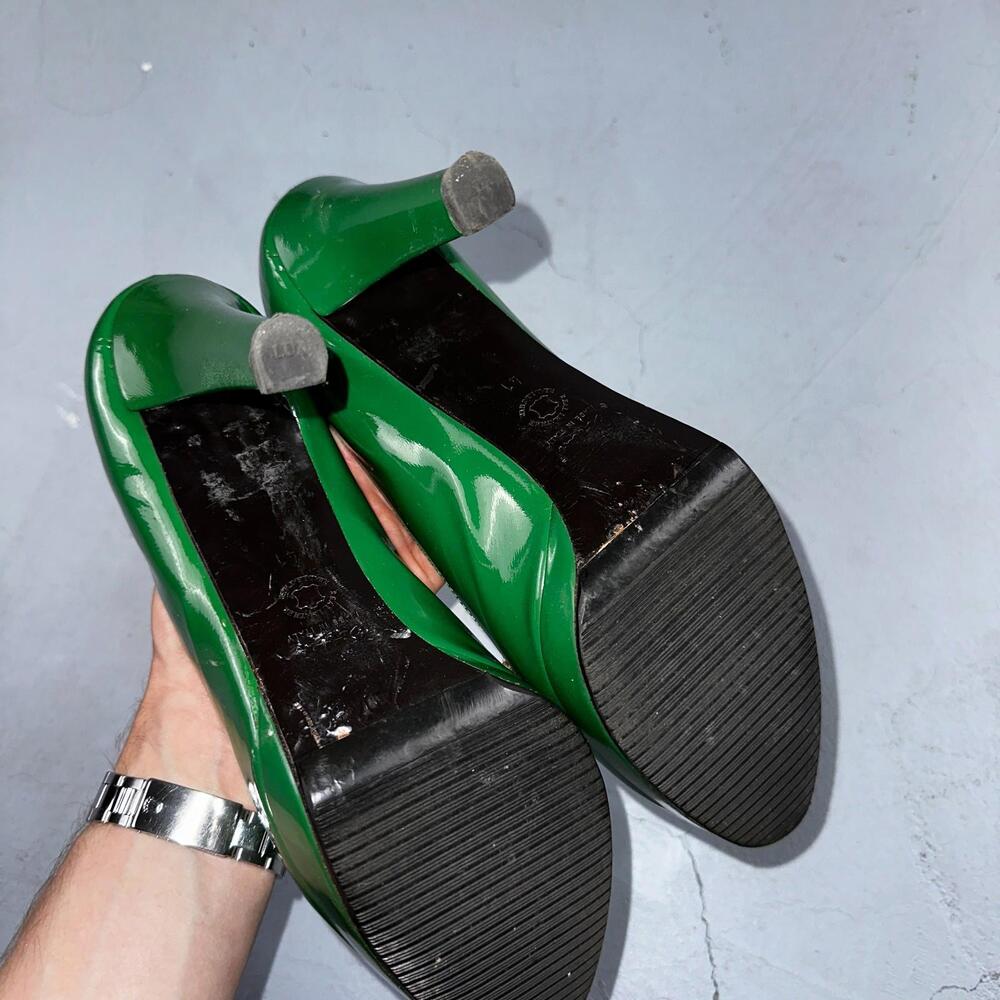 Boden Shoes Women's Size 41 Green Casadei Heel Pump Made In Italy Patent Leather - Picture 10 of 16